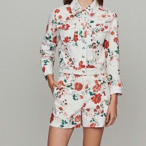 Denim Jacket with Floral Print